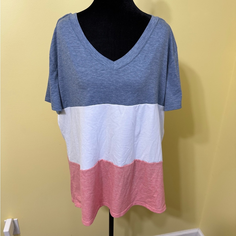 Colorblock V-Neck Women's Top